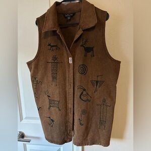 Vtg. 90's BFOFO Brown‎ Tribal Aztec Vest
Size XL